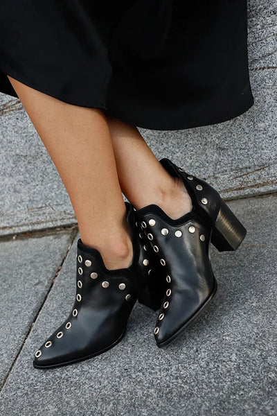 STUDDED ANKLE BOOT WITH WIDE HEEL