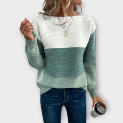 Elegant Three-Color Patchwork Sweater