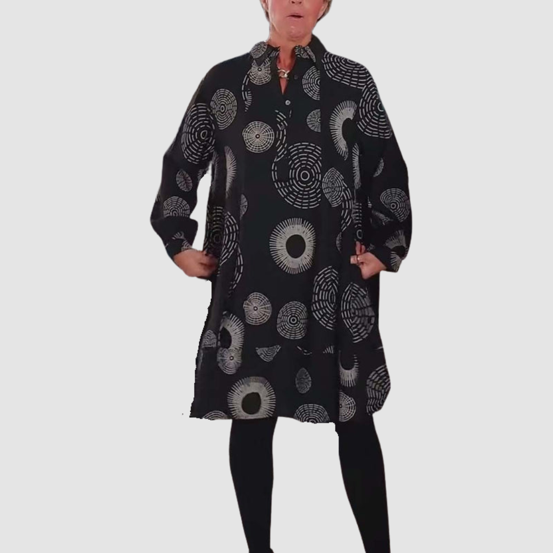 Haydie | Casual Lapel Dress With Geometric Print
