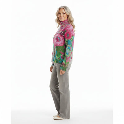LEONA™ | Cozy Knitted Sweater with Floral Art Print
