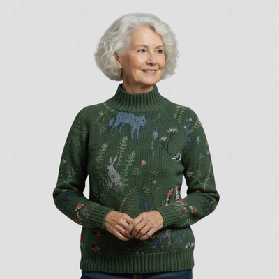 HANA™ | Cozy Knitted Sweater with Forest-Inspired Print