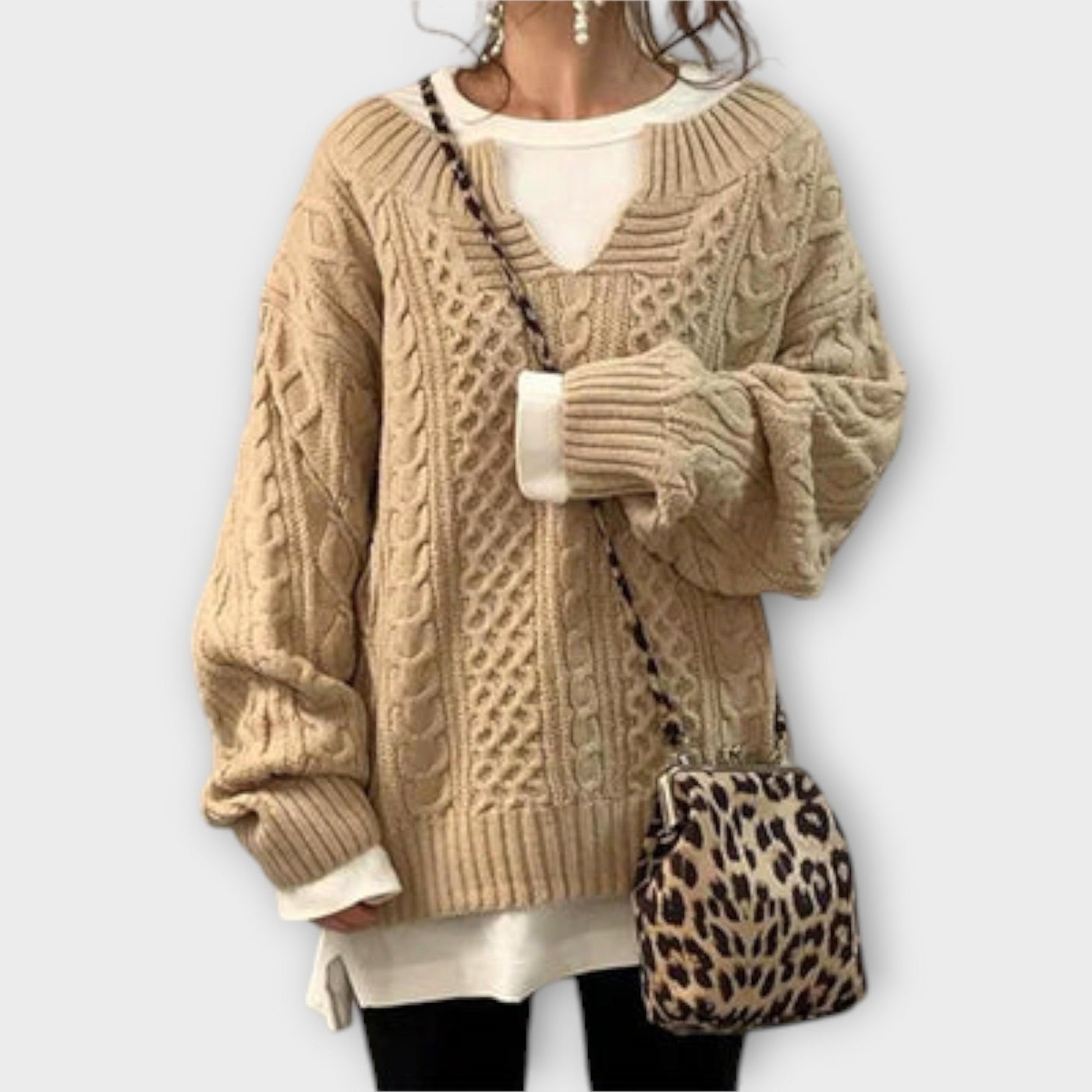 Oversized Sweater with Cable Pattern