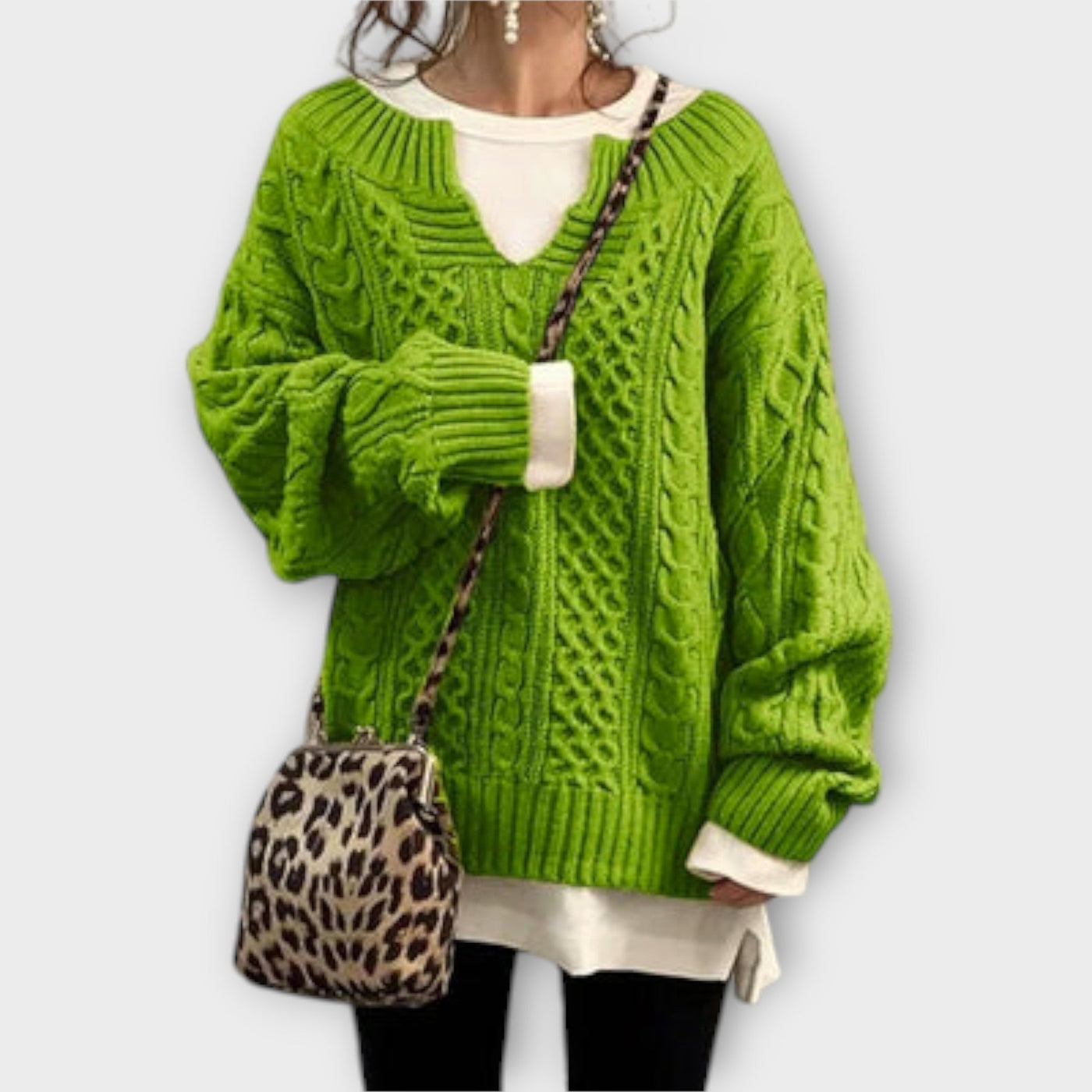 Oversized Sweater with Cable Pattern