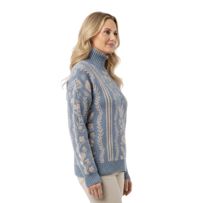 Grace | Winter Floral Knit Turtleneck