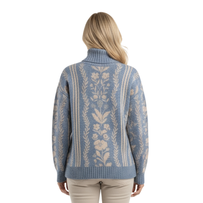 Grace | Winter Floral Knit Turtleneck