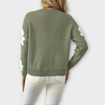 Soft Knit Sweater with Floral Design